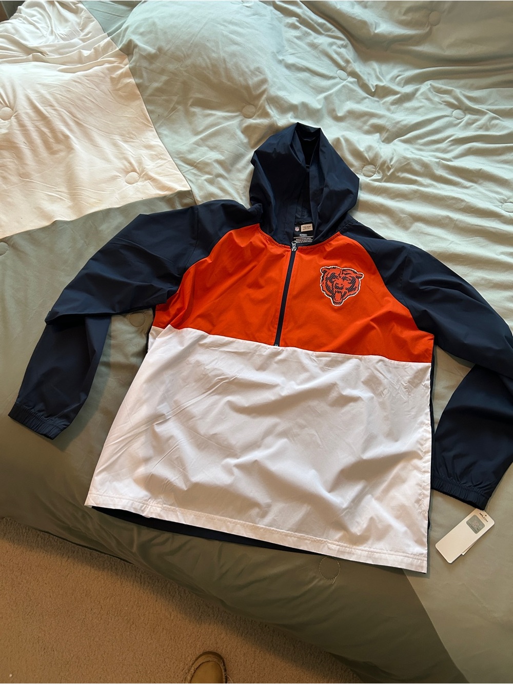 NFL Bears Men's Colorblock Windbreaker Jacket - Navy/Orange/White